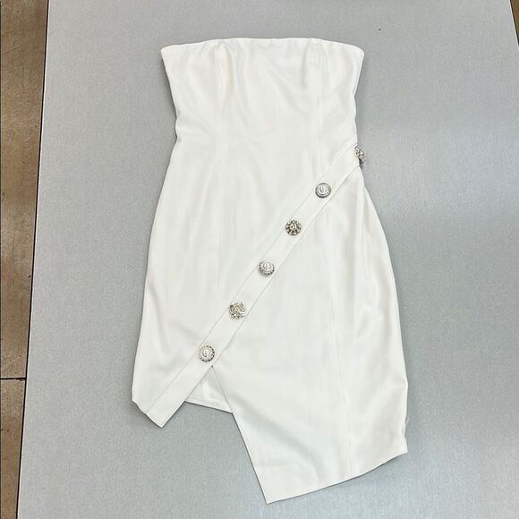 JAYGODFREY White Strapless Asymmetrical Cocktail Dress - Picture 1 of 5